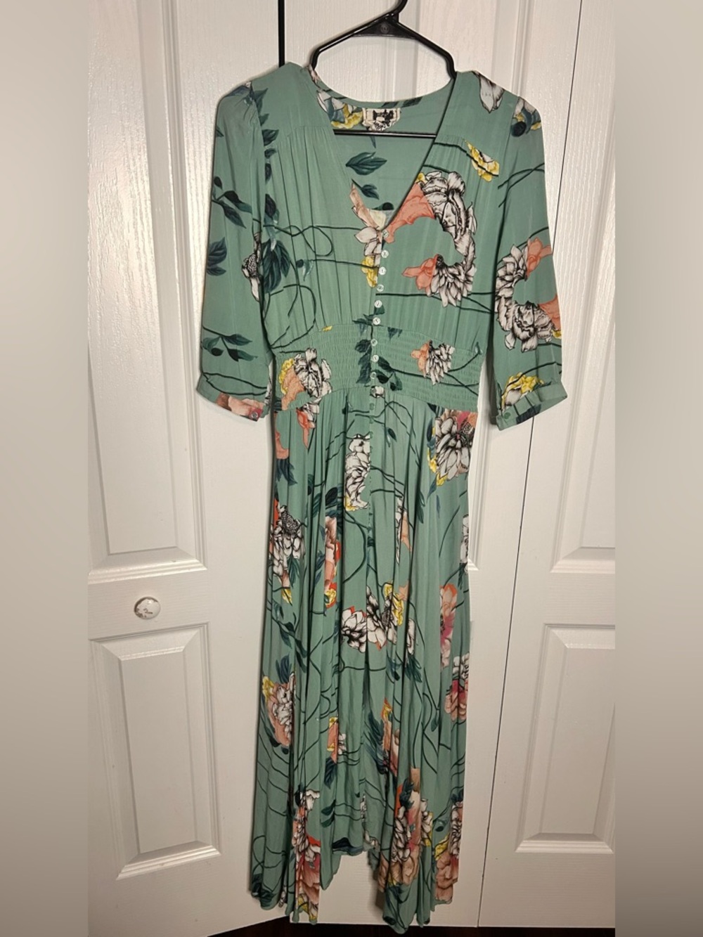 Jaase Mint Green Floral Maxi Dress